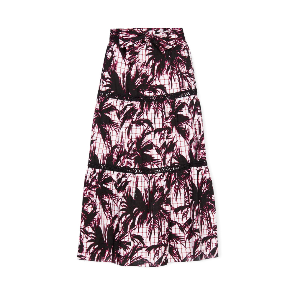 NWT - DIANE VON FURSTENBERG Lucia Tiered Cotton Midi Skirt in Palm White - Sz 6 - Picture 12 of 12